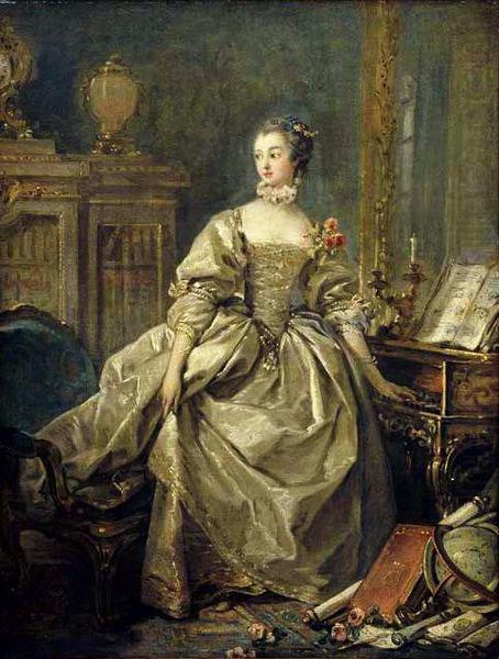 Madame de Pompadour, la main sur le clavier du clavecin, Francois Boucher